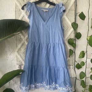 LOFT Embroidered Dress lined with Pockets!